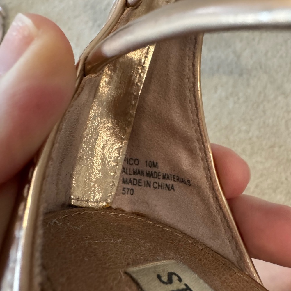 Steve Madden Metallic Rose Gold Wrap-Around Stiletto Sandals - Picture 6 of 6